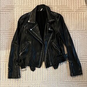 Free People Black Studded Leather Jacket
